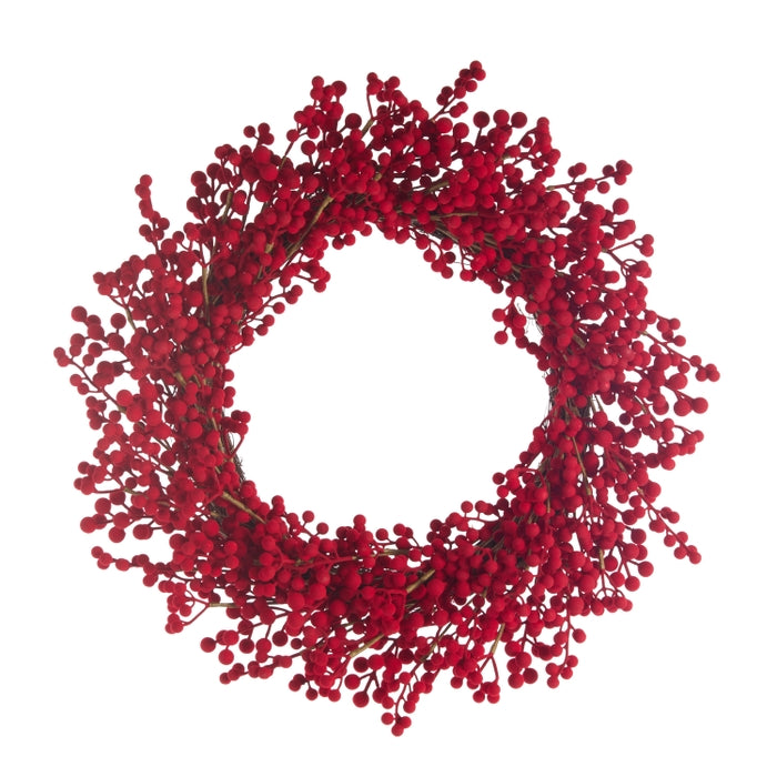 26" Flocked Red Berry Wreath