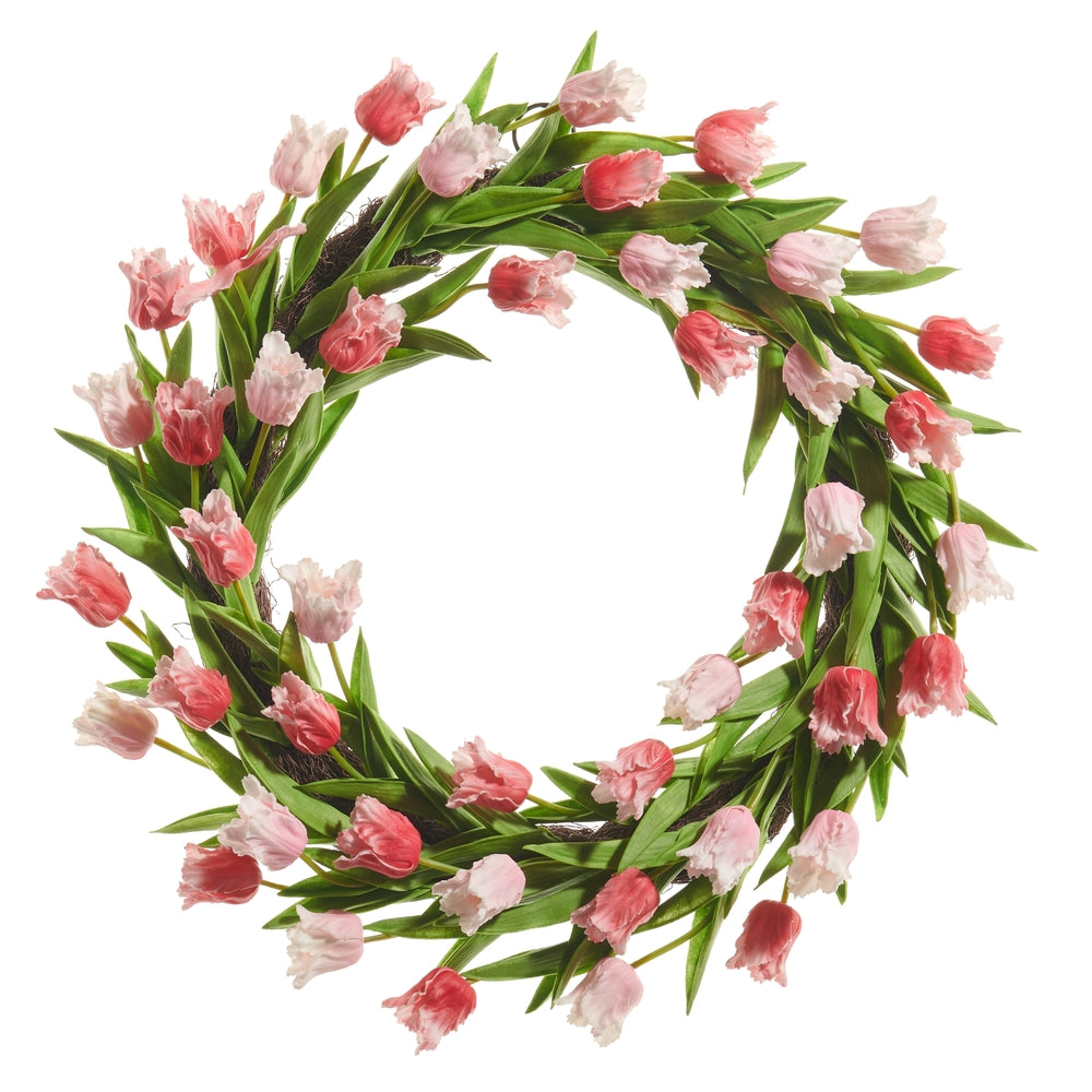 22" Real Touch Parrot Tulip Wreath - Plastic