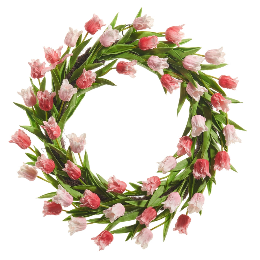 22" Real Touch Parrot Tulip Wreath - Plastic