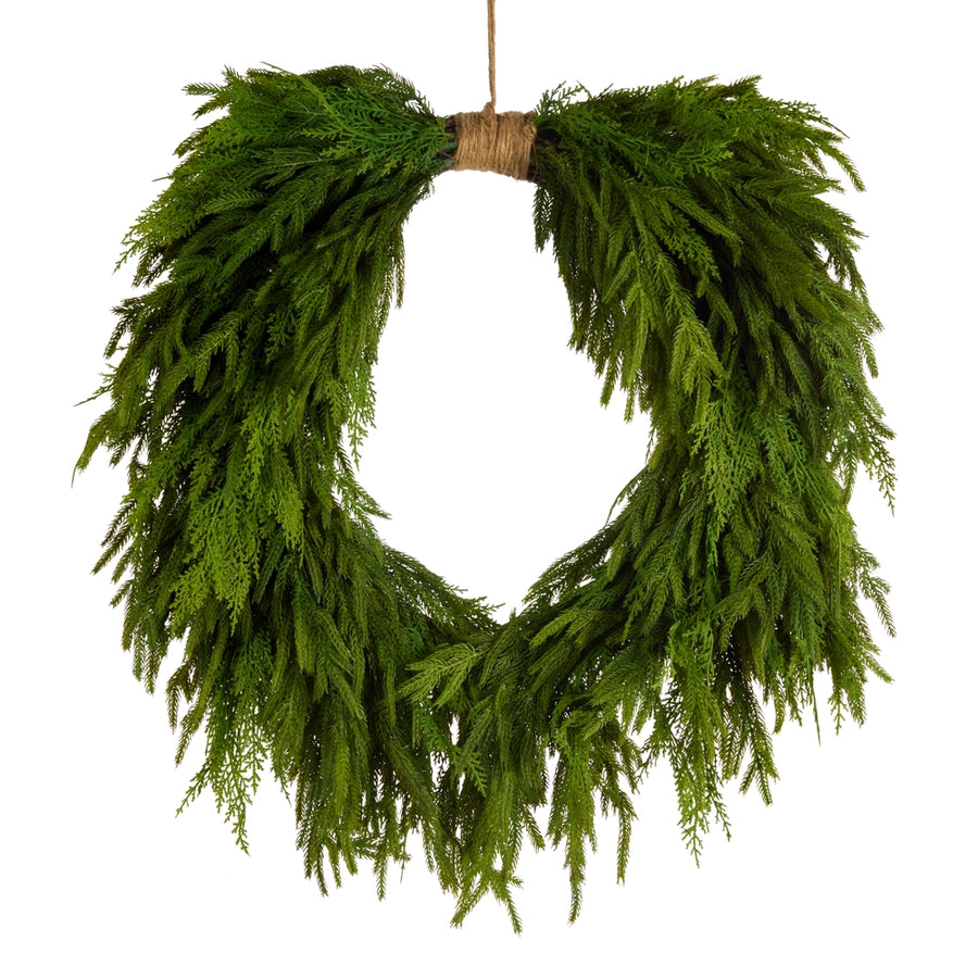32" Real Touch Norfolk Pine Horseshoe Wreath