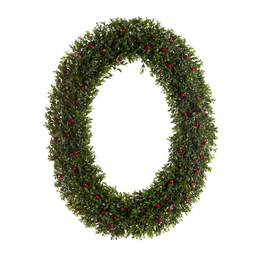 30.5" Iced Oval Cedar Wreath