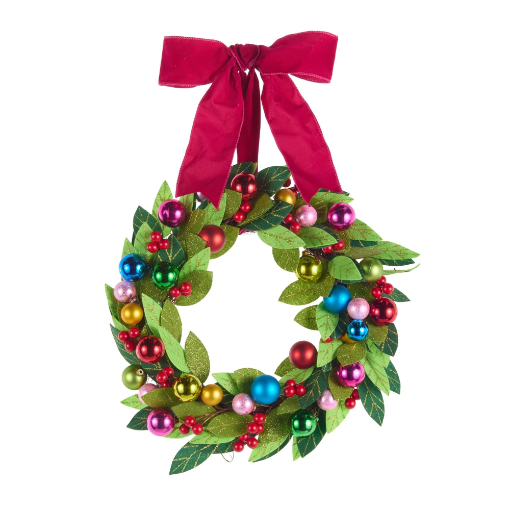 17" Felt Wreath with Ball Ornaments