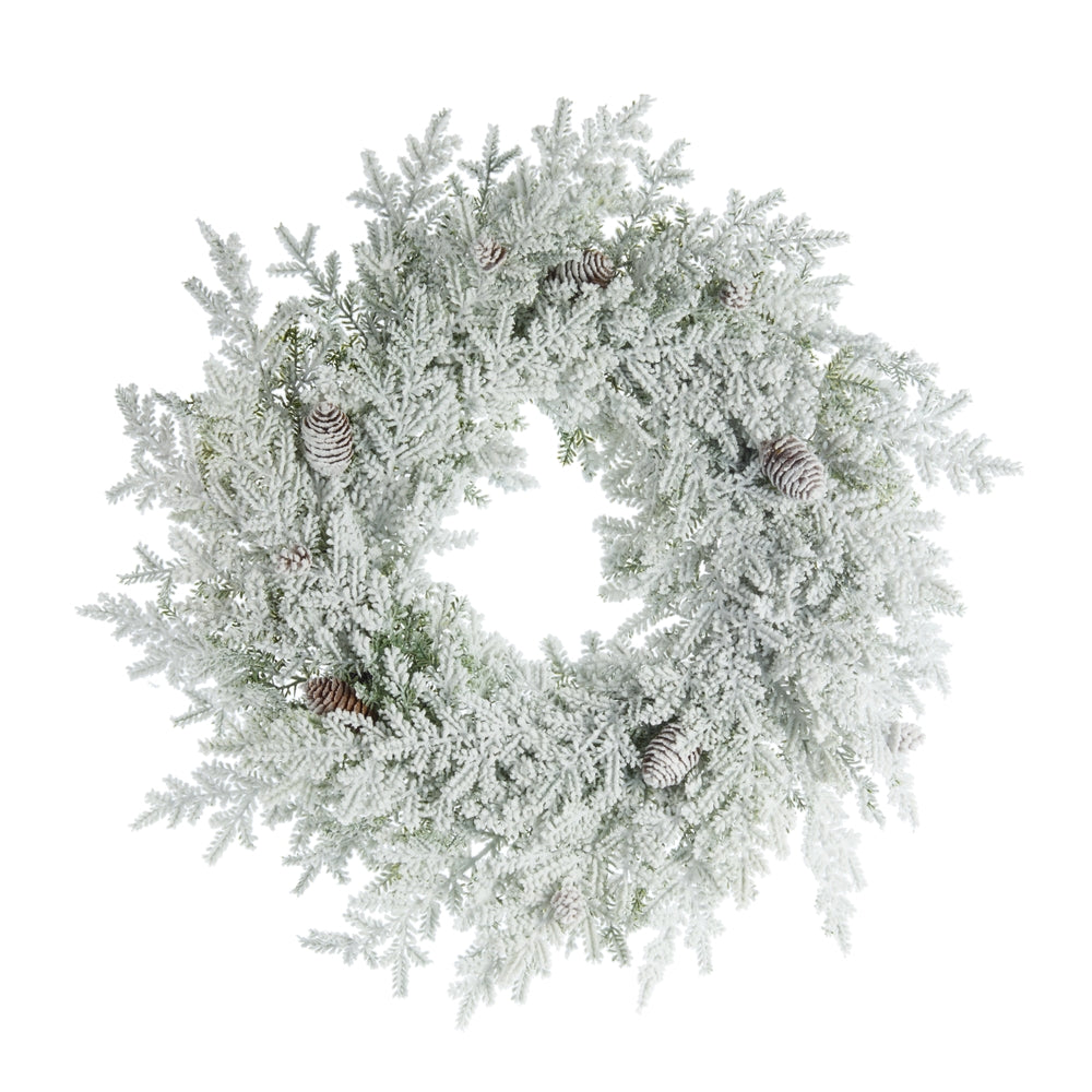26" Flocked Pine Wreath