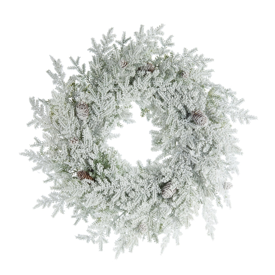 26" Flocked Pine Wreath