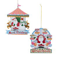 Santa & Snowman 3-Layer Carousel & Ferris Wheel With Sayings Ornaments