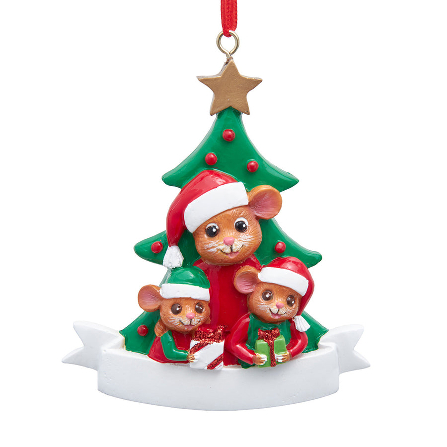 Pajama Party Mice Adult & 2 Kids Ornament For Personalization