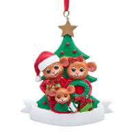 Pajama Party Mice Family of 3 Ornament For Personalization