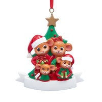 Pajama Party Mice Family of 4 Ornament For Personalization