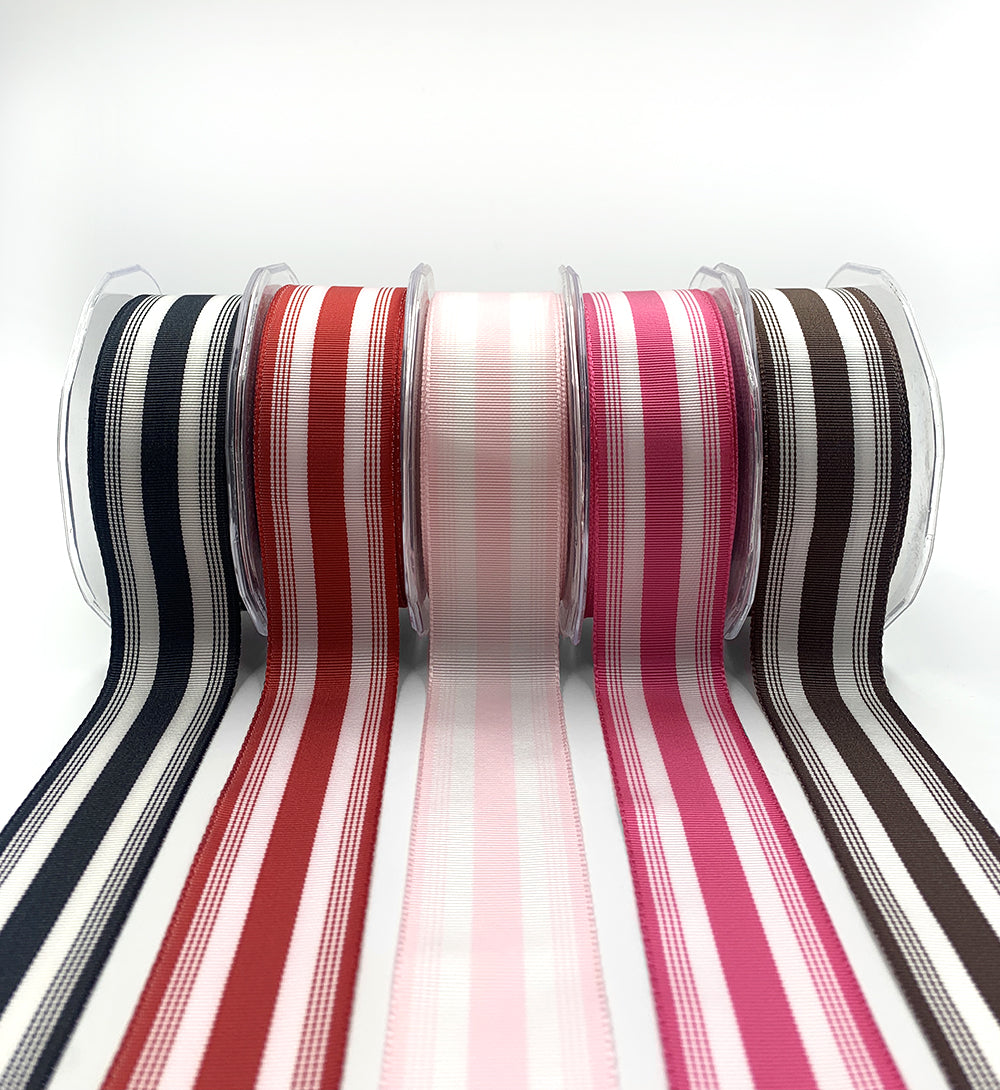 1.5 Inch Ticking Striped Ribbon with Woven Edge