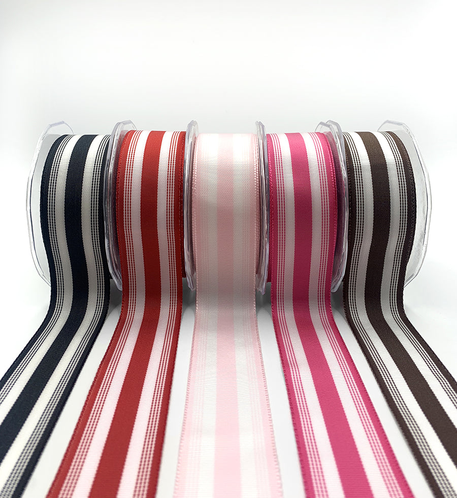 1.5 Inch Ticking Striped Ribbon with Woven Edge