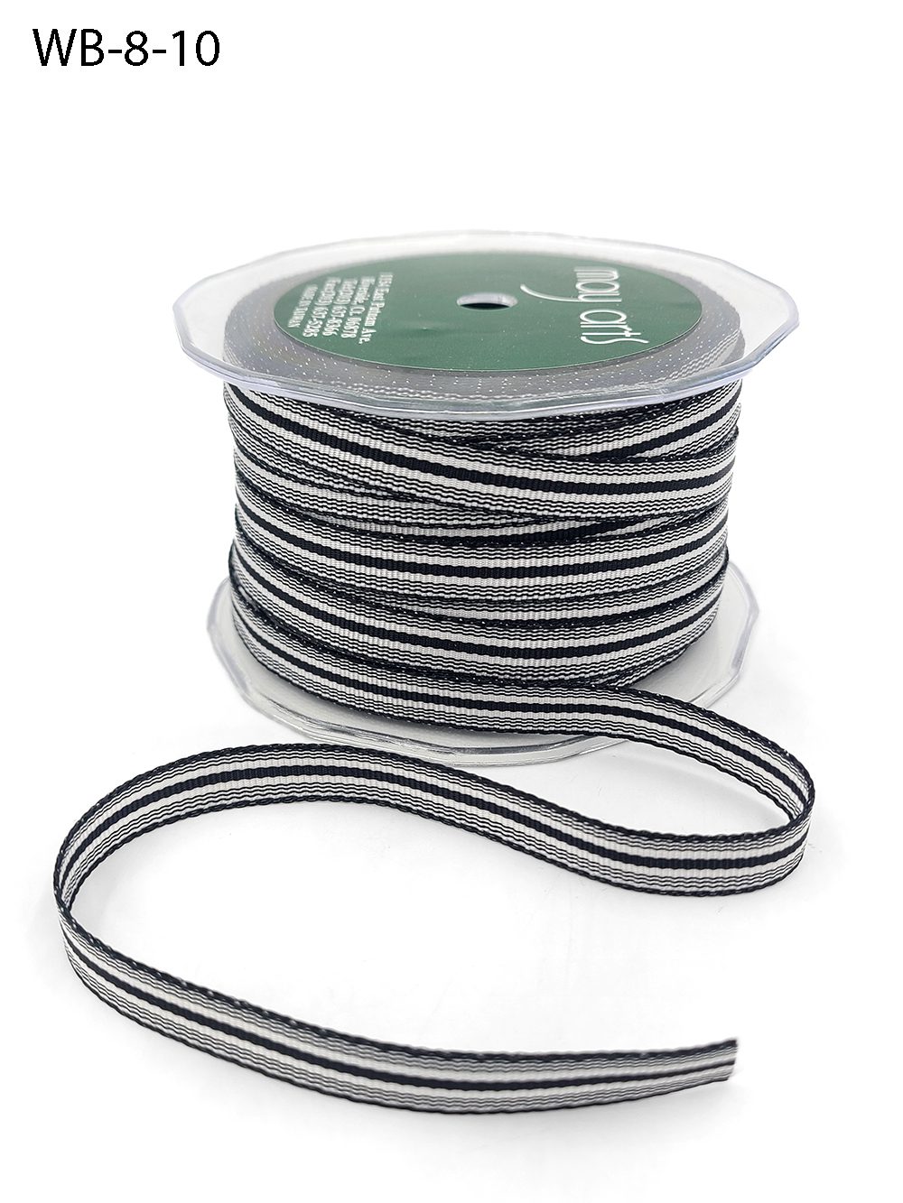 3/8 Inch Ticking Striped Ribbon with Woven Edge – WB-8-10 BLACK/WHITE