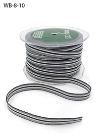 3/8 Inch Ticking Striped Ribbon with Woven Edge – WB-8-10 BLACK/WHITE