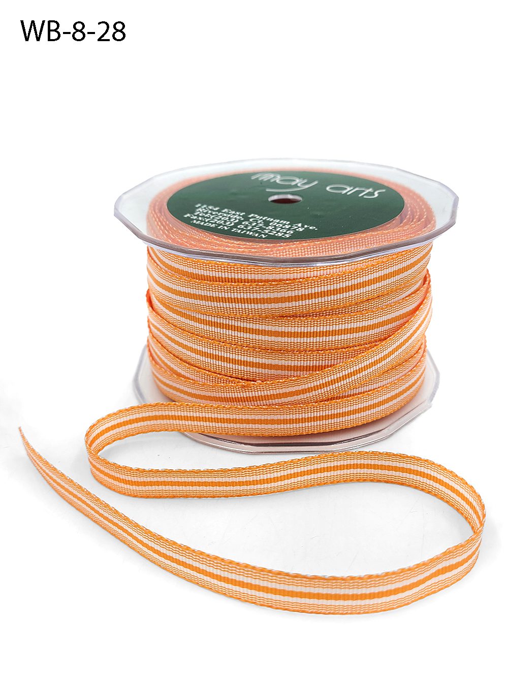 3/8 Inch Ticking Striped Ribbon with Woven Edge – WB-8-28 ORANGE/WHITE
