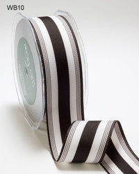 1.5 Inch Ticking Striped Ribbon with Woven Edge – WB10 – BLACK/WHITE