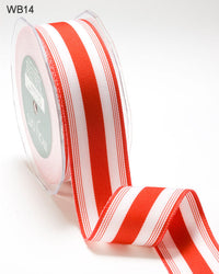1.5 Inch Ticking Striped Ribbon with Woven Edge – WB14 – RED/WHITE