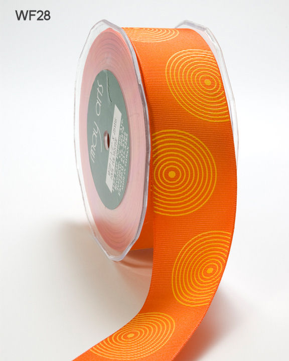 1.5 Inch Grosgrain Circles Ribbon – WF28 – ORANGE/YELLOW CIRCLES