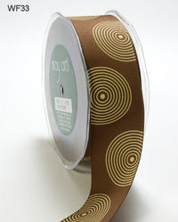 1.5 Inch Grosgrain Circles Ribbon – WF33 – BROWN/IVORY CIRCLES