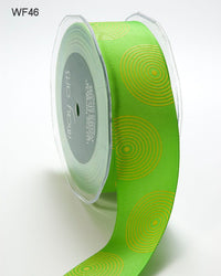 1.5 Inch Grosgrain Circles Ribbon – WF46 – PARROT GREEN/YELLOW CIRCLES