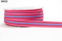 5/8 Inch Multi-Color Striped Ribbon with Woven Edge – WK22 – FUCHSIA/BLACK/LAVANDER