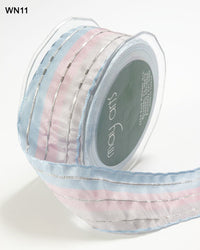 1.5 Inch Metallic Lines Solid Ribbon – WN11 – PINK/LIGHT BLUE/SILVER