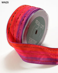 1.5 Inch Metallic Lines Solid Ribbon – WN25 – RED/FUSCHIA/PURPLE