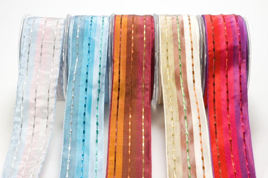 1.5 Inch Metallic Lines Solid Ribbon