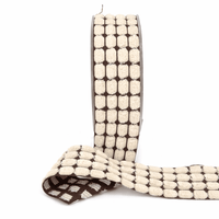 1.5 Inch Chenille Squares Ribbon – WPP33 – BROWN/IVORY