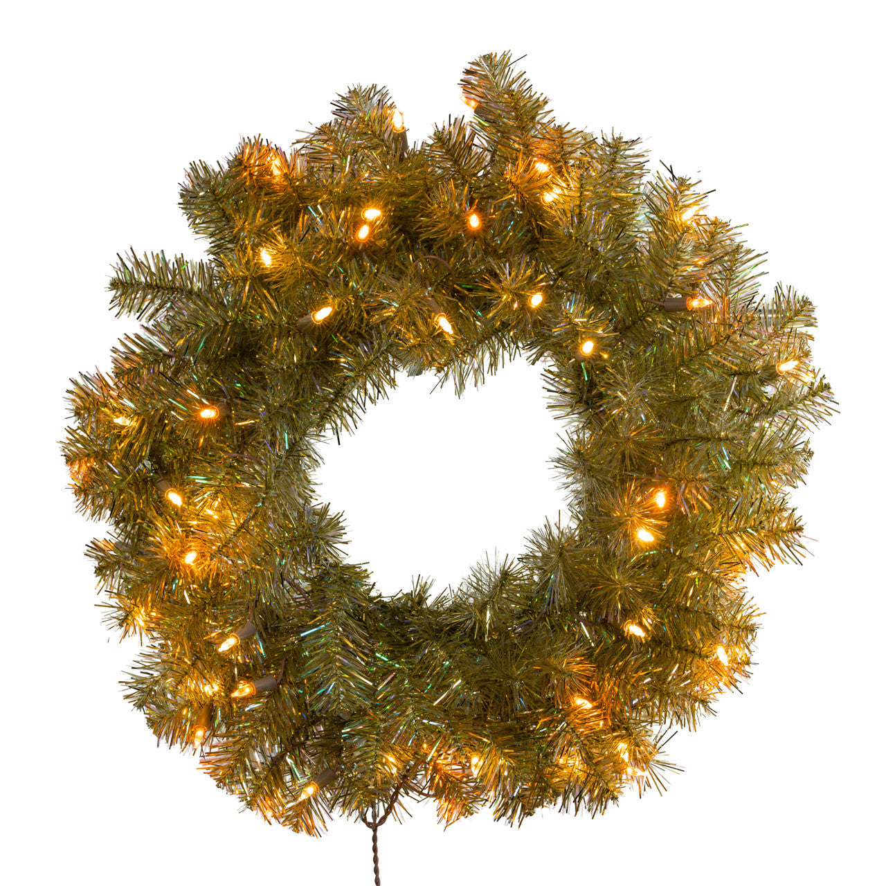 24" 50L LED Dual Color Iridescent Gold Wreath