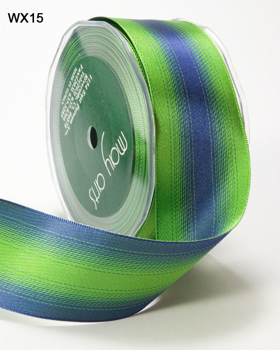 1.5 Inch Ombré Satin Wired Ribbon – WX15 – BLUE/GREEN
