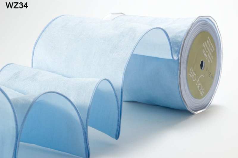 4 Inch Wrinkled Crushed Ribbon with Wired Edge – WZ34 – LIGHT BLUE