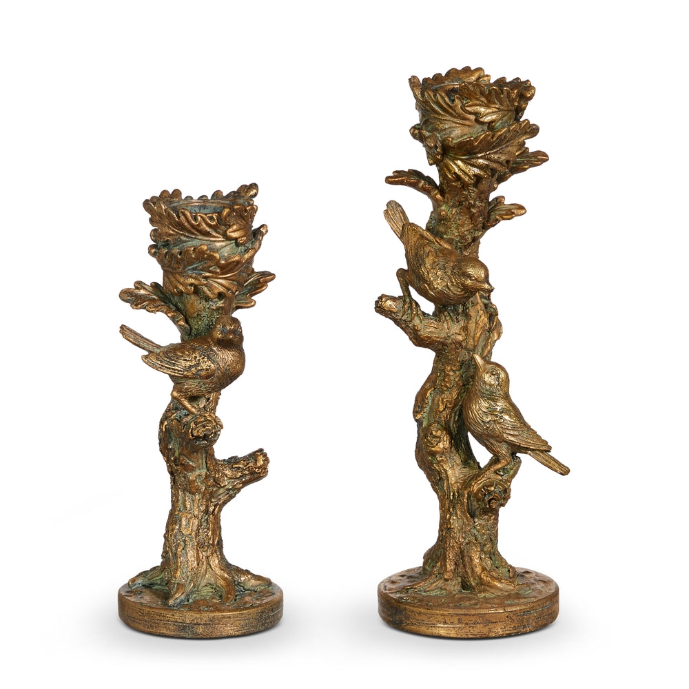 9.25" Bird on Branch Candlesticks