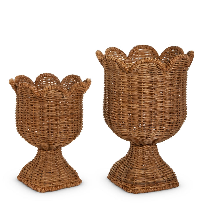 17.75" Woven Scalloped Urns