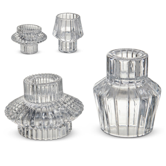 3" Clear Vintage Candle Holders