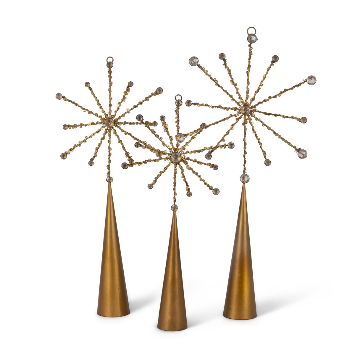 Metal Starburst Sequin Trees, Set of 3, Large is 16"H.