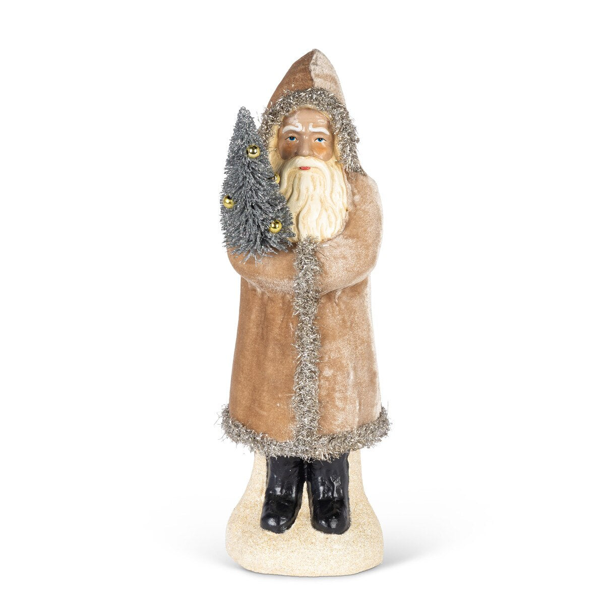 Paper Mache Santa with Tree, 12"H