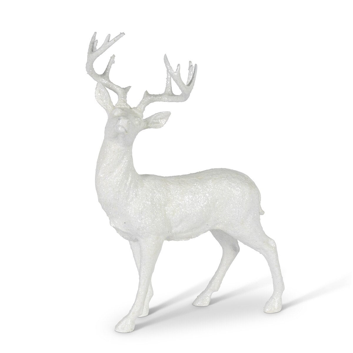 White Polyresin Standing Deer, 19.25"H