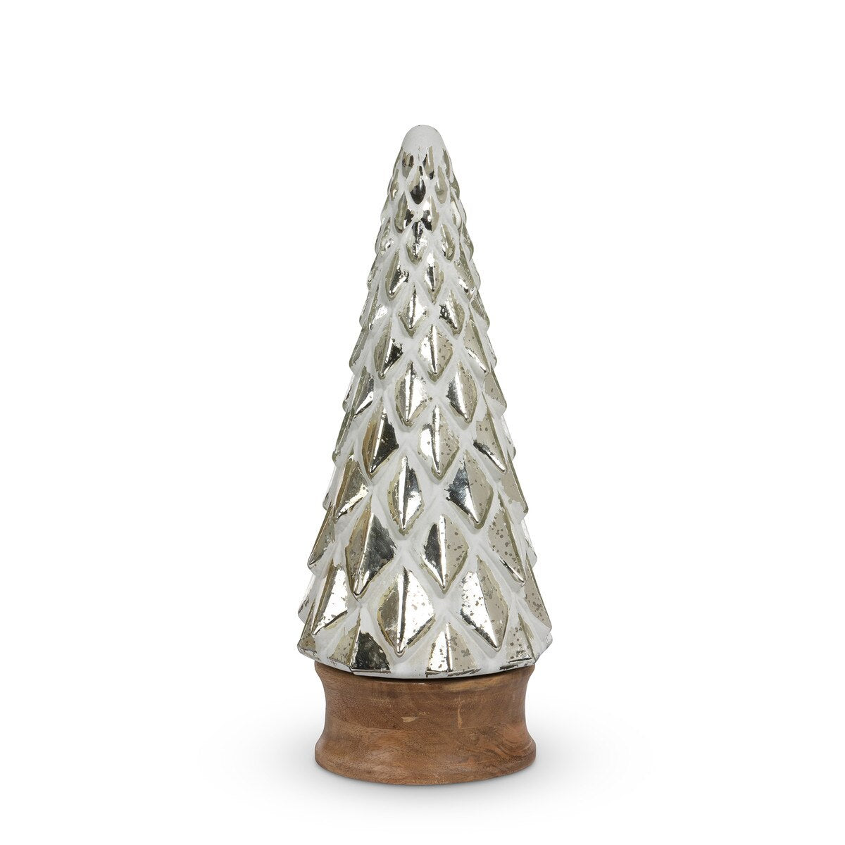 Whitewash Silver Mercury Glass Tabletop Tree, 16"