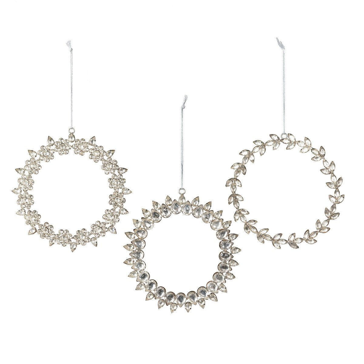 Rhinestone Wreath Ornaments, 3 Assorted Styles
