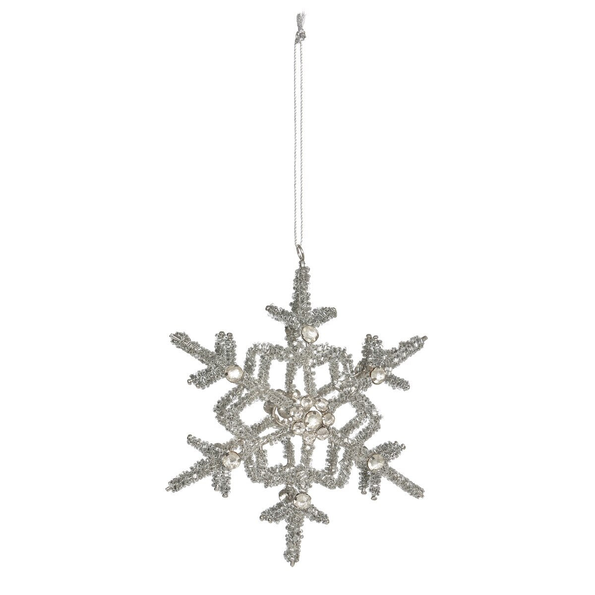 Glass Beaded & Rhinestone Snowflake Ornament