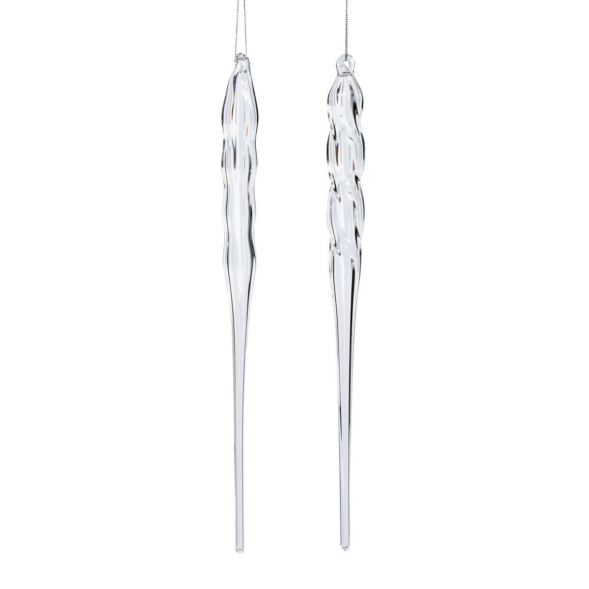 Glass Icicle Ornament, Large, 2 Assorted Styles