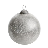 Frosted Icy Silver Glass Ball Ornament, Large