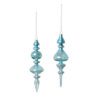 Northern Sky Blue Glass Finial Ornament, 2 Assorted Styles