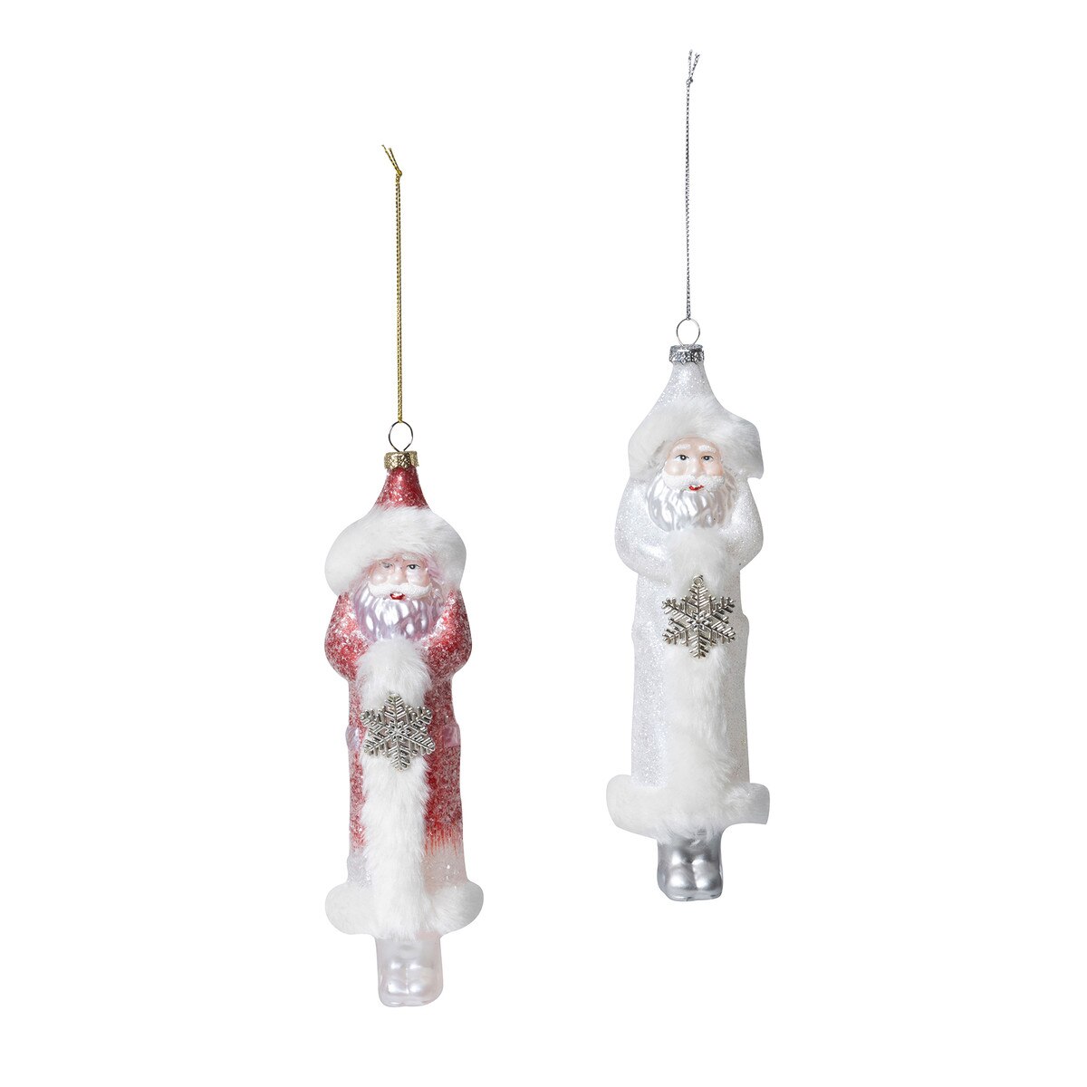 Father Christmas Glass Ornament, 2 Assorted Styles