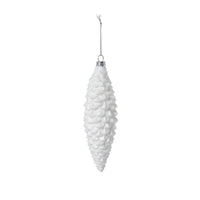 Frosted White Pinnacle Pine Cone Glass Ornament, Large