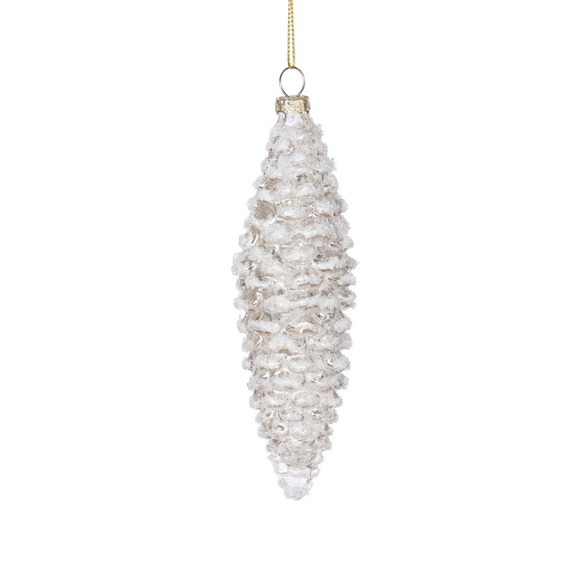 Frosted Pinnacle Pine Cone Glass Ornament, Small