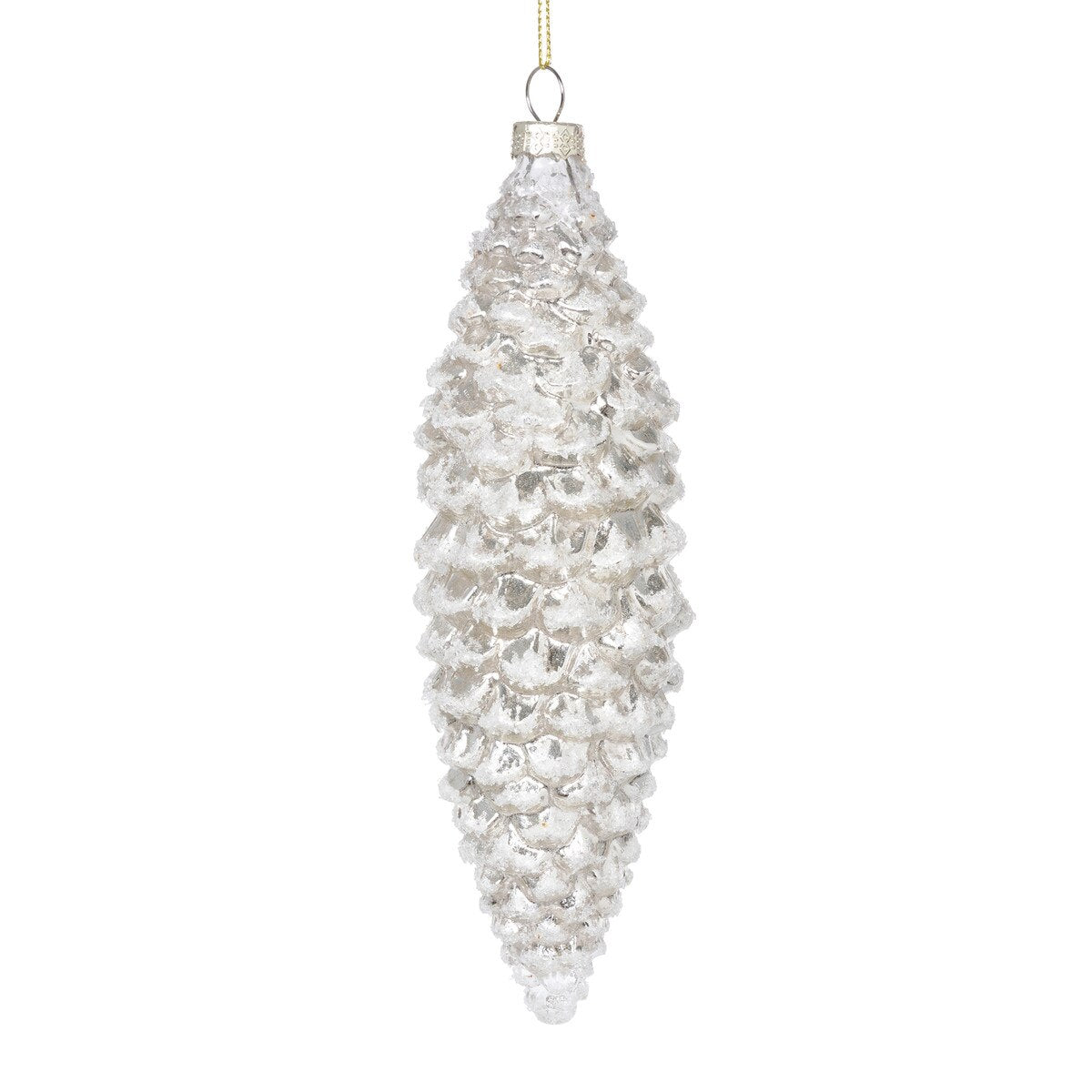Frosted Pinnacle Pine Cone Glass Ornament, Large
