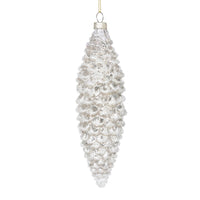 Frosted Pinnacle Pine Cone Glass Ornament, Large
