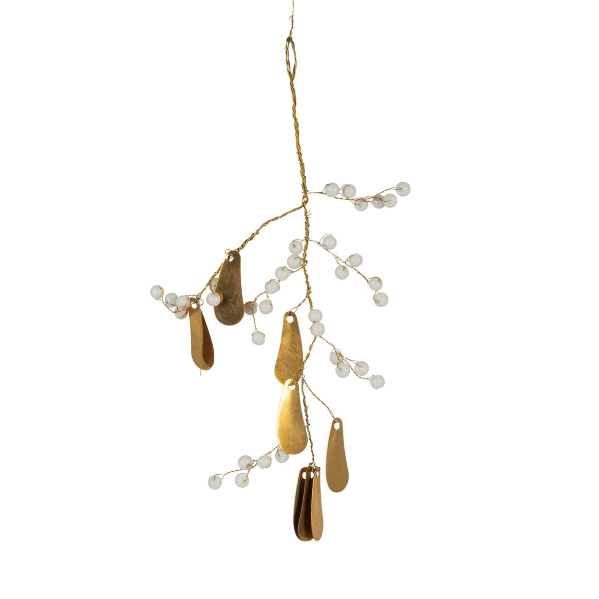 Metal Leaf and Bead Ornament Spray, 9.5"L
