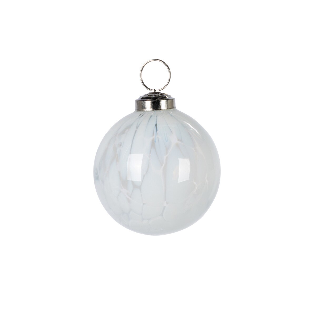 3" White Marble Finish Glass Ornament.