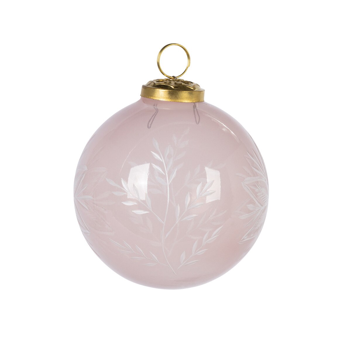 4" Translucent Pink Etched Glass Ornament